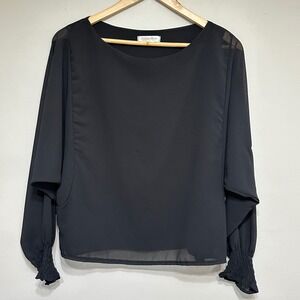 CobbleStone Sheer Overlay‎ Blouse Womens S/M* Long Sleeve Flowy Whimsygoth Party